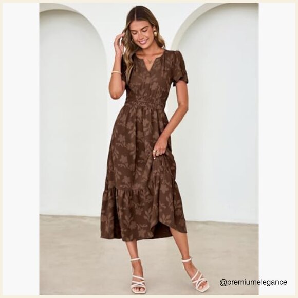 Summer Maxi Dress V-Neck Empire Waist Floral Boho Wedding Guest - Picture 5 of 7